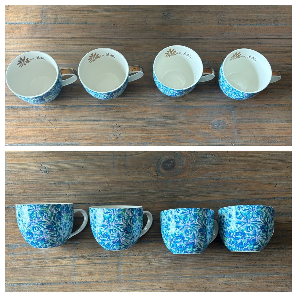 Lilly Pulitzer “Lion Around” set of four ceramic coffee mugs